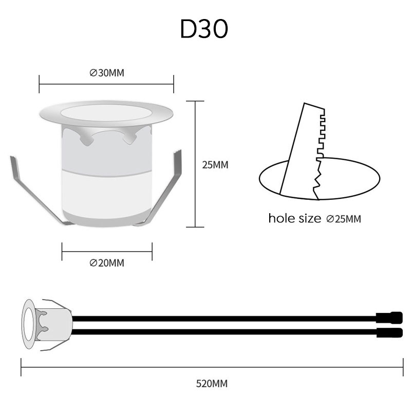 DC24V Low Voltage D30 D45 Recessed RGB LED Deck Satir Lighting Outdoor DC24V Low Voltage D30 D45 Recessed RGB LED Deck Satir Lighting Outdoor